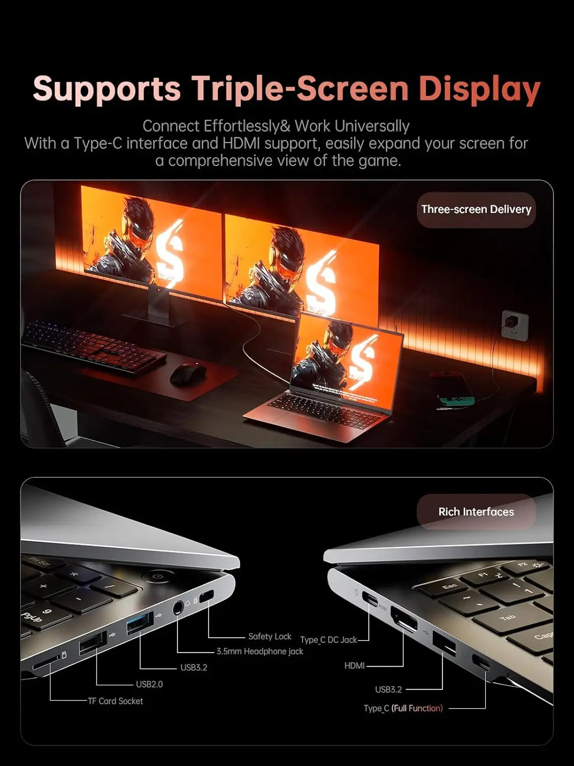 كمبيوتر محمول للألعاب KAMRUI مقاس 16 بوصة، معالج AMD Ryzen 9 6900HX، ذاكرة وصول عشوائي 16 جيجابايت، قرص صلب 512 جيجابايت PCIe SSD