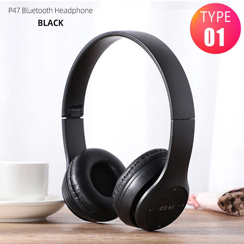 P47 Foldable Wireless Bluetooth Headphones, Stereo Bass