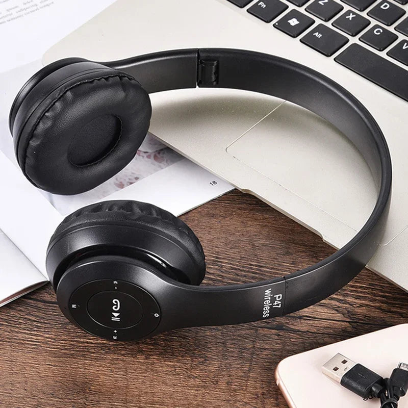 P47 Foldable Wireless Bluetooth Headphones, Stereo Bass