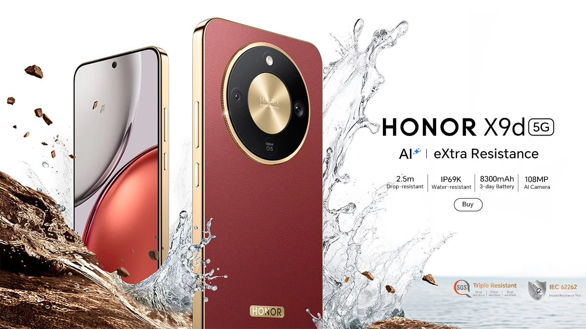 هاتف HONOR X9d الذكي، 6.79 بوصة 120 هرتز، ذاكرة وصول عشوائي 12 جيجابايت، 256 جيجابايت، 108 ميجابكسل، 8300 مللي أمبير