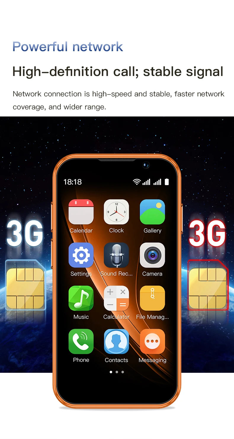 هاتف SOYES XS18 Pro الذكي الصغير، 3.0 بوصة، 2 جيجابايت رام، 16 جيجابايت، شريحتان