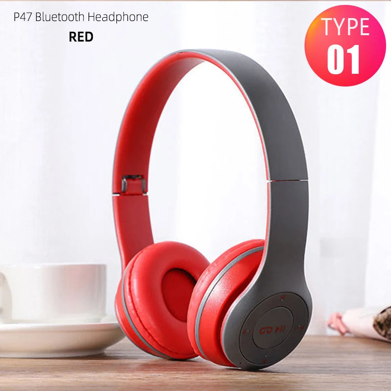 P47 Foldable Wireless Bluetooth Headphones, Stereo Bass