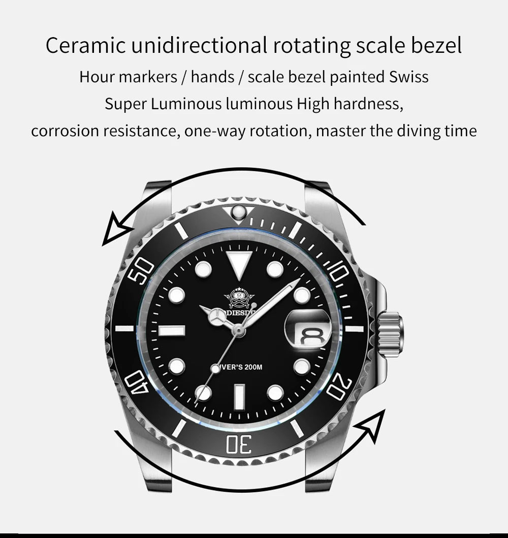 ADDIESDIVE Men's Stainless Steel Quartz Watch, Water Resistant