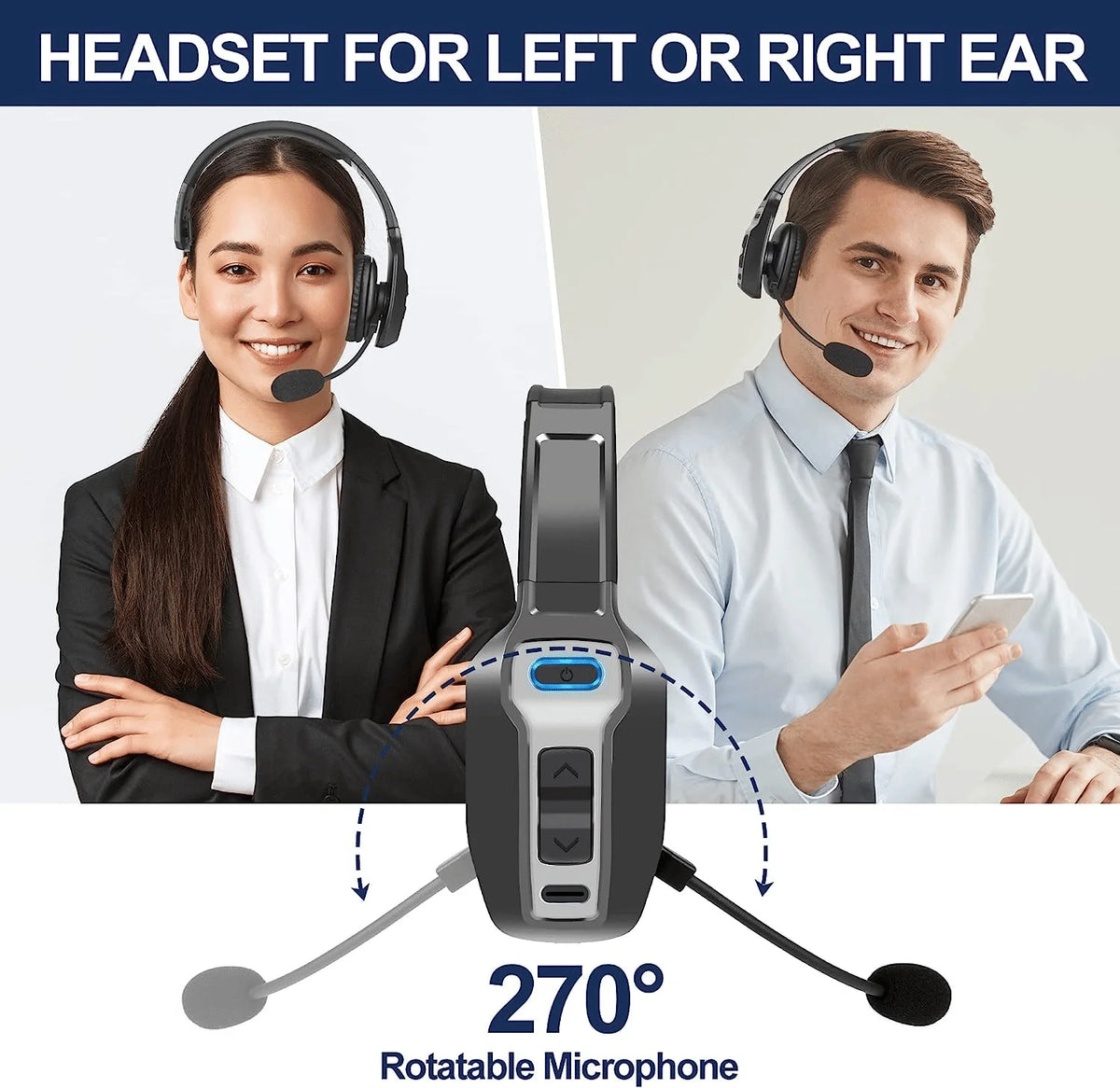 Trucker Bluetooth 5.2 Wireless Headset with Noise Cancelling Mic