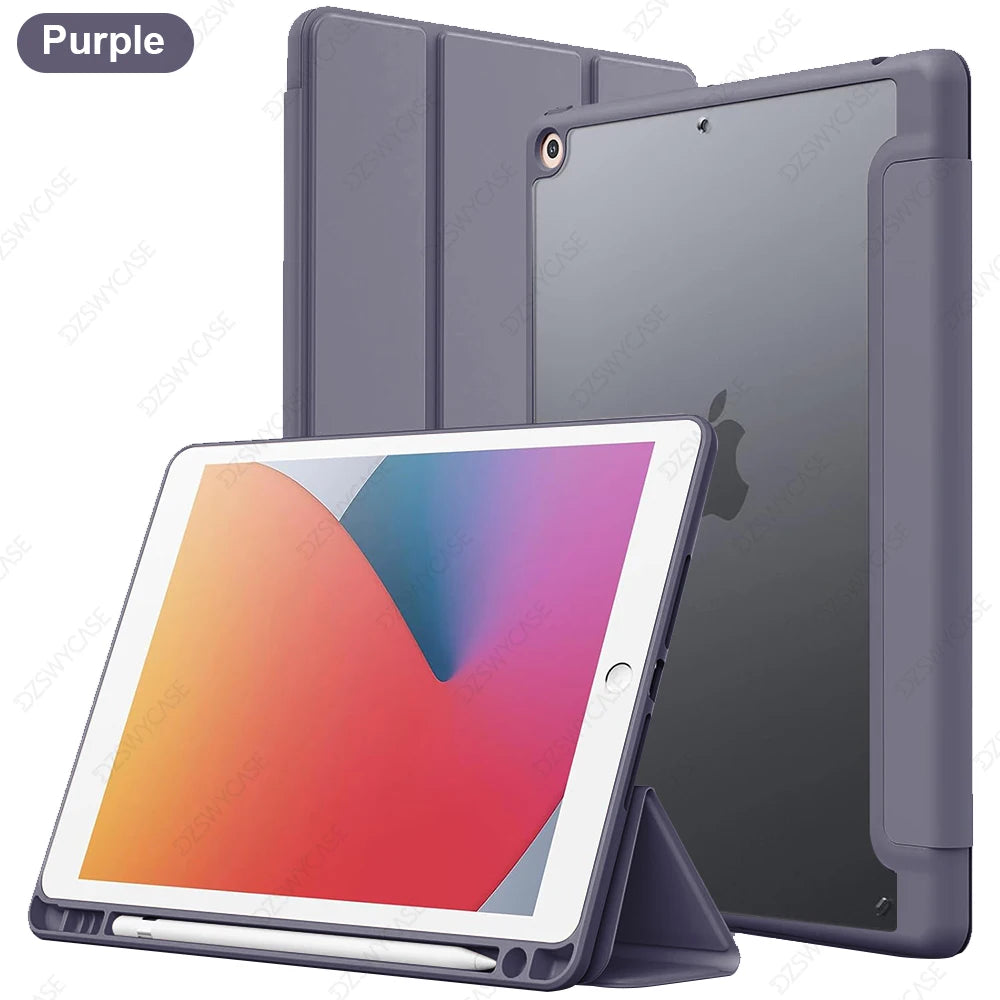 Clear Slim Case for iPad 7th, 8th and 9th Gen 10.2" with Pencil Holder
