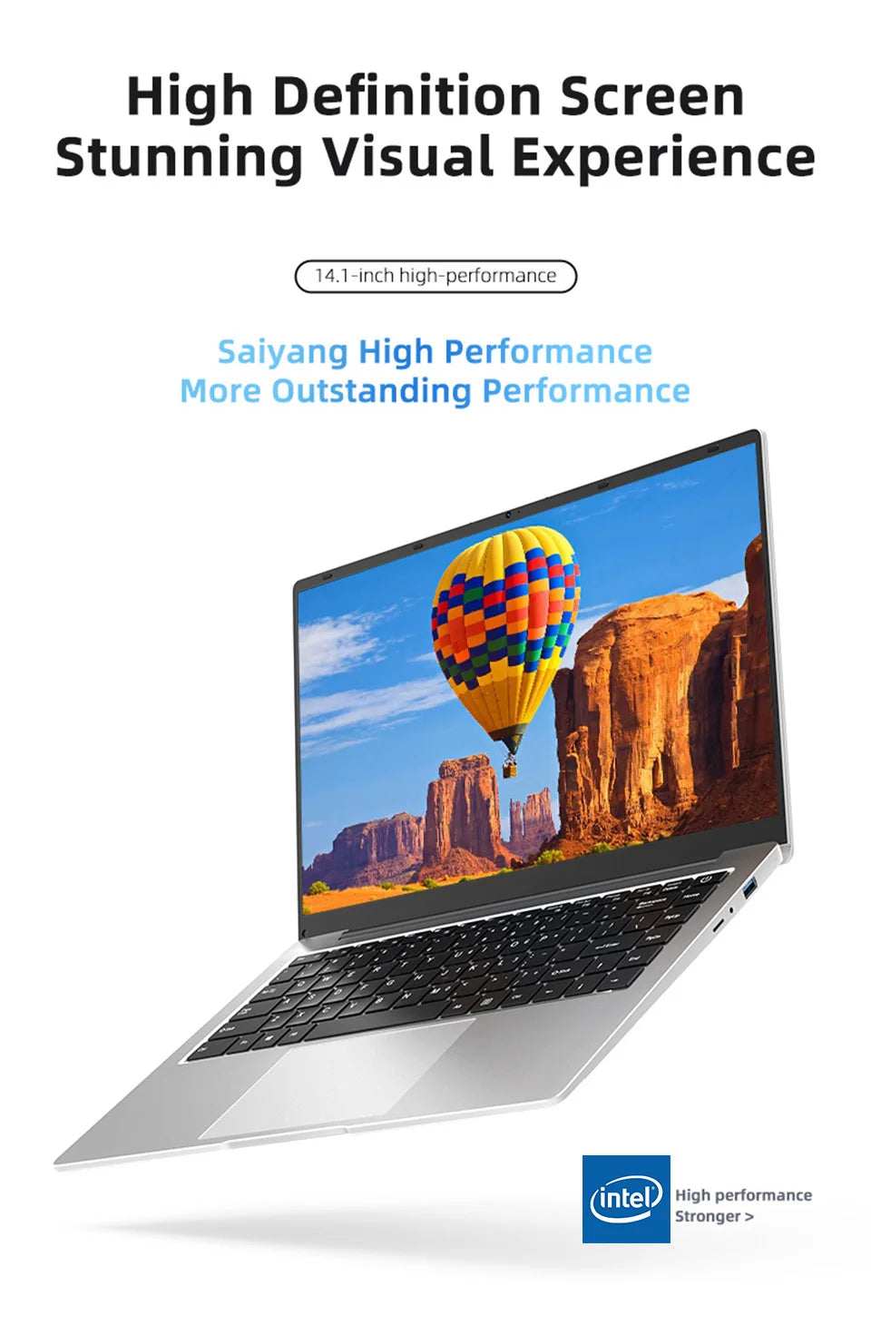 لابتوب Xiaman خفيف الوزن مقاس 14.1 بوصة، معالج Intel Atom A3950، نظام تشغيل Windows 11 Pro
