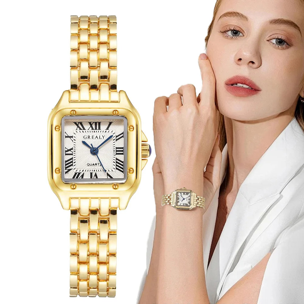 Women's Gold Stainless Steel Quartz Bracelet Watch