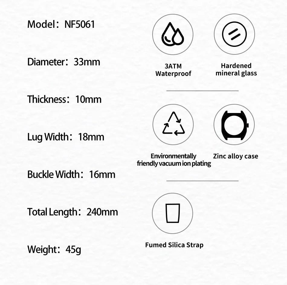 NAVIFORCE Women's Polygon Quartz Watch, Silicone Strap