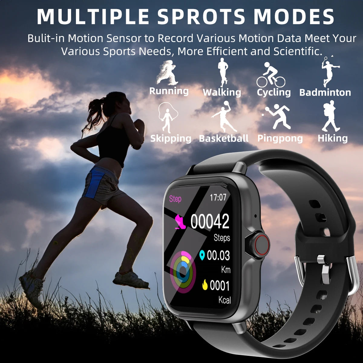 1.83 inch smart watch, side angle