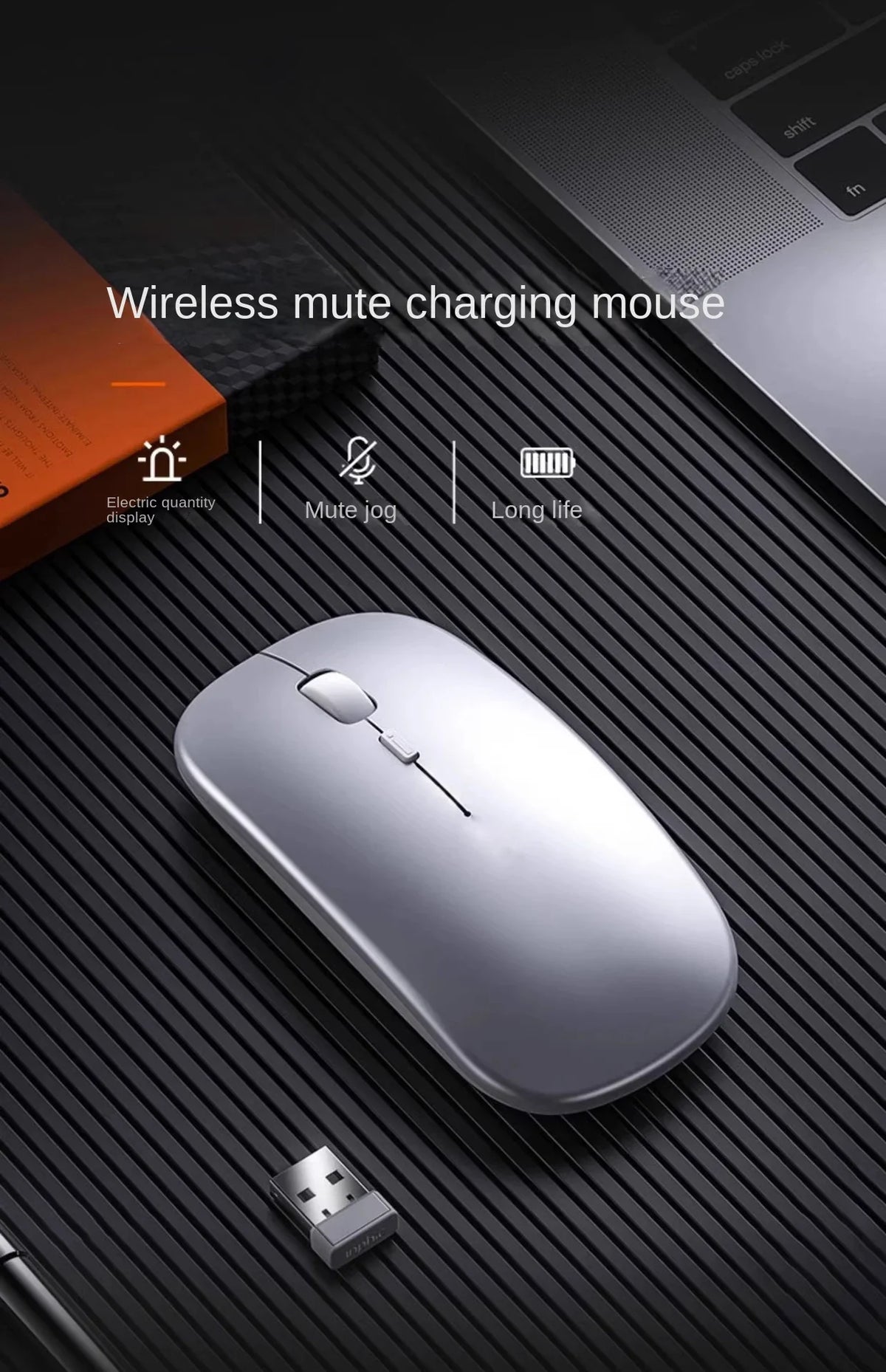Rechargeable Wireless Bluetooth Mouse, Silent Click, Ergonomic
