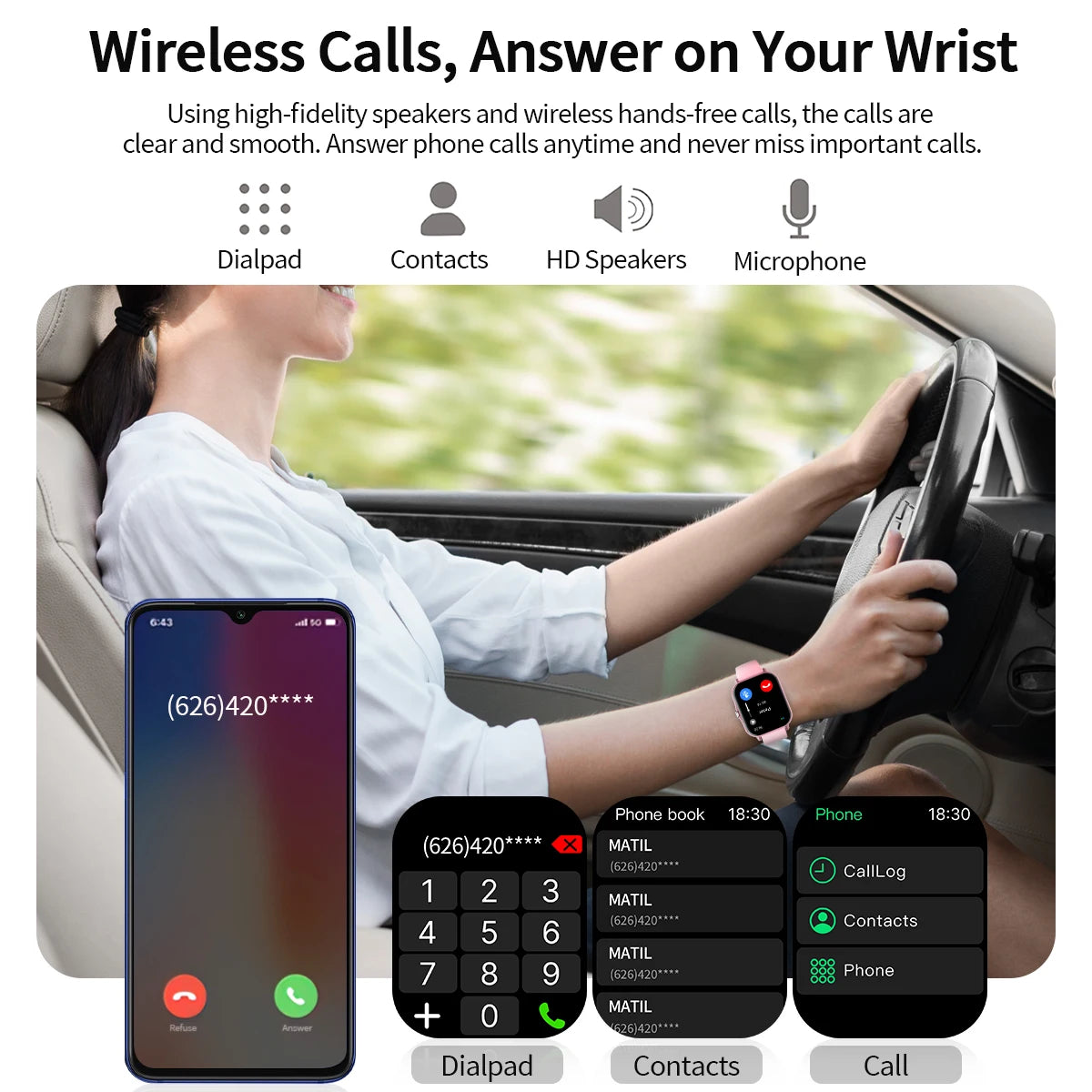 Smartwatch with Bluetooth Calling, Heart Rate and Sleep Tracking