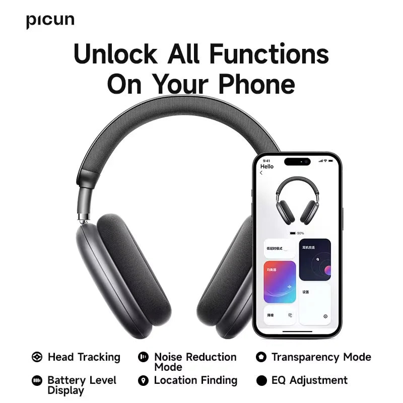 Picun F8 Pro ANC Wireless Headphones, 3D Spatial Audio, Bluetooth