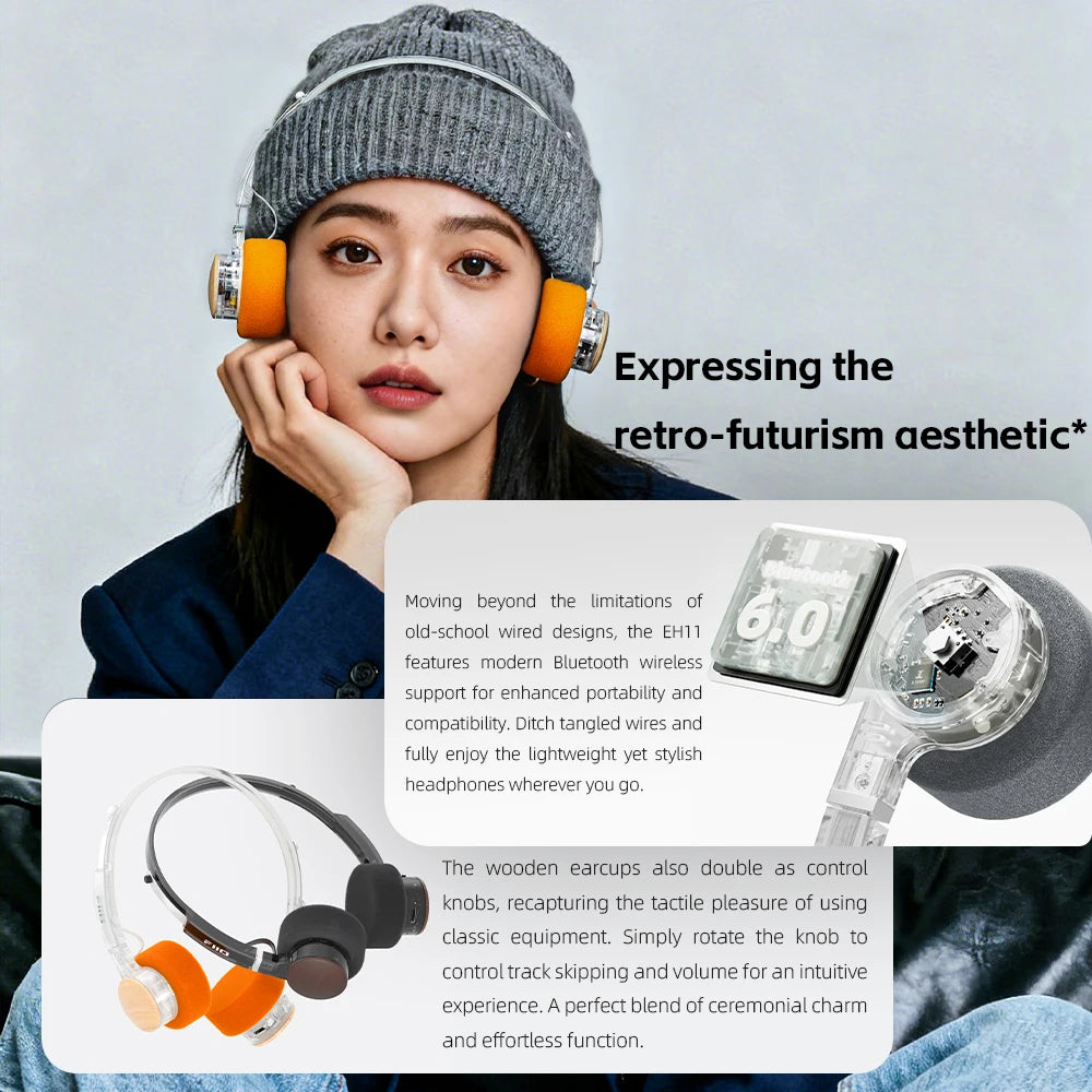 FiiO EH11 On-Ear Bluetooth Headphones, LDAC Hi-Res, 30-Hour Battery