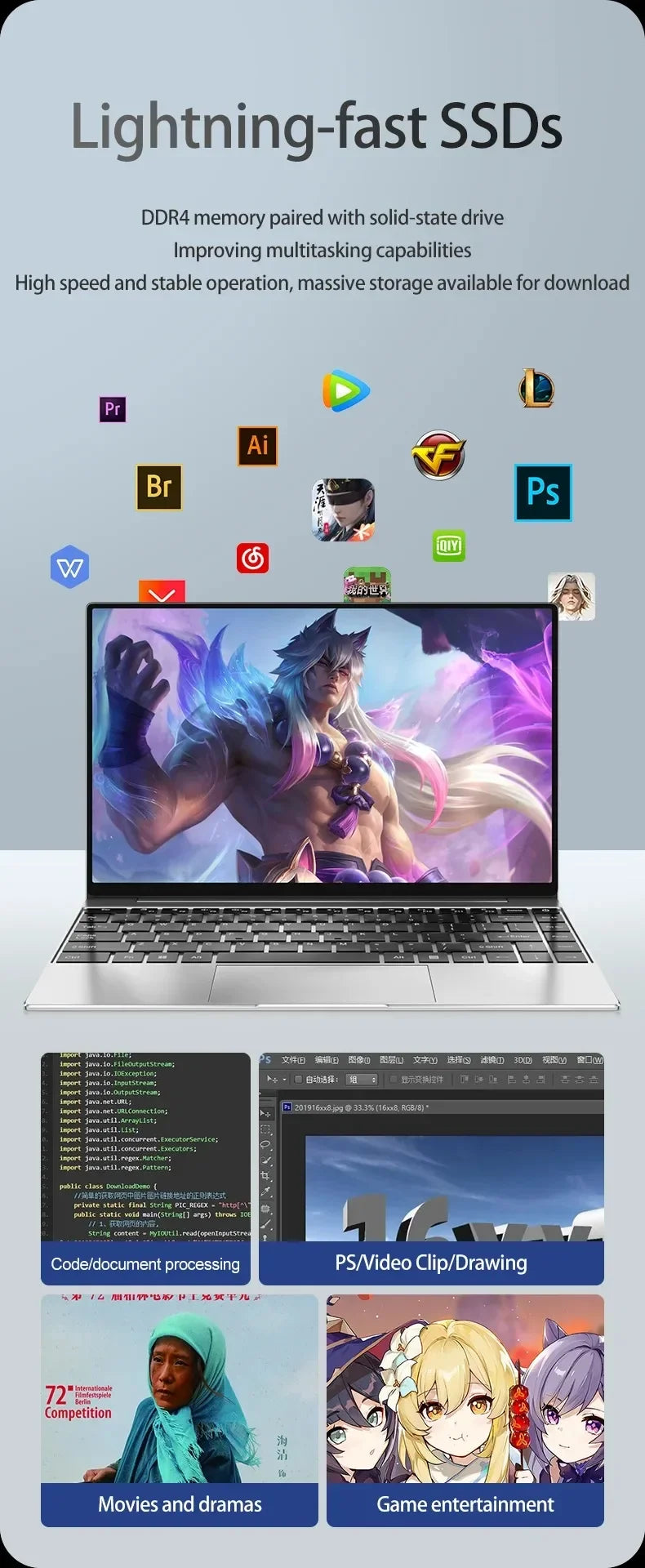 14.1" Laptop, Intel N3700, 16GB RAM, 2TB SSD, Windows 11 Pro