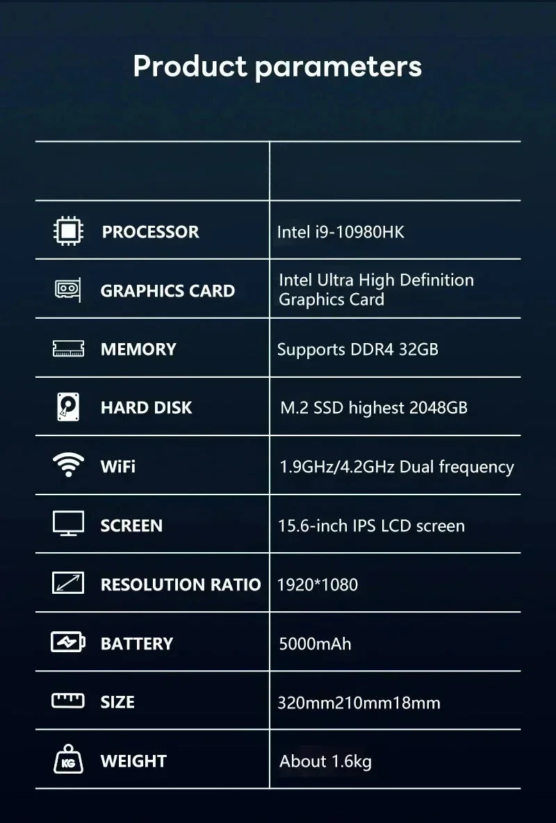 لابتوب ألعاب مقاس 15.6 بوصة، معالج Intel Core i9-10980HK، ذاكرة وصول عشوائي 32 جيجابايت، قرص صلب 2 تيرابايت SSD، واي فاي 6