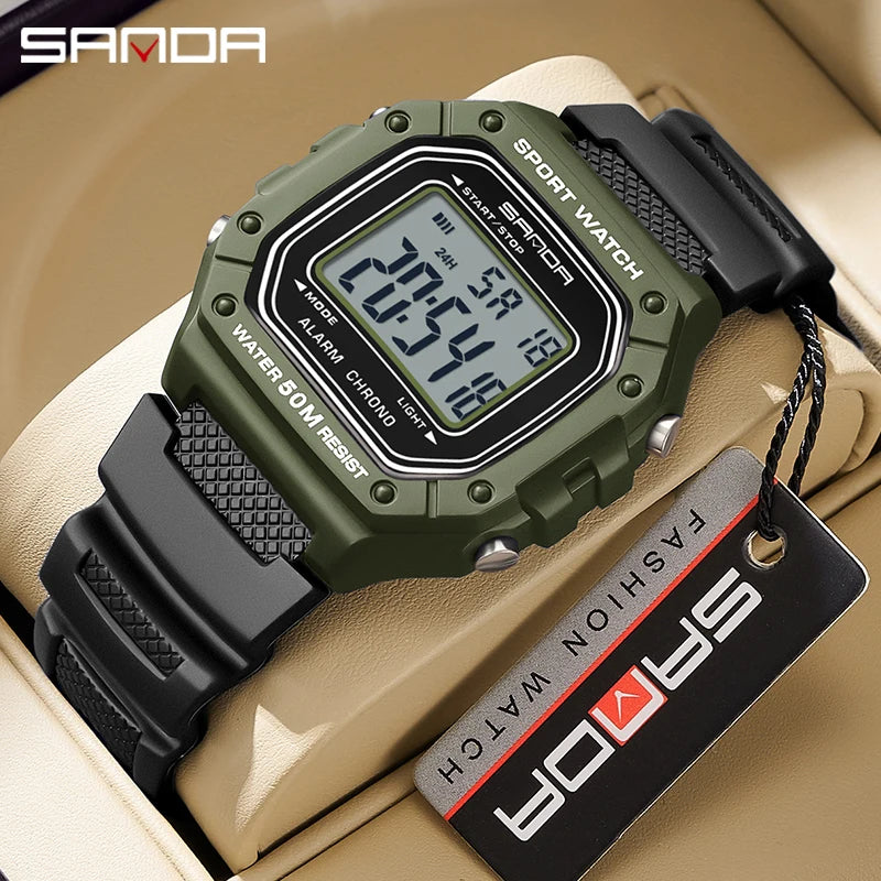 SANDA 2156 Men's Digital Sports Watch, LED, Water Resistant, Stopwatch