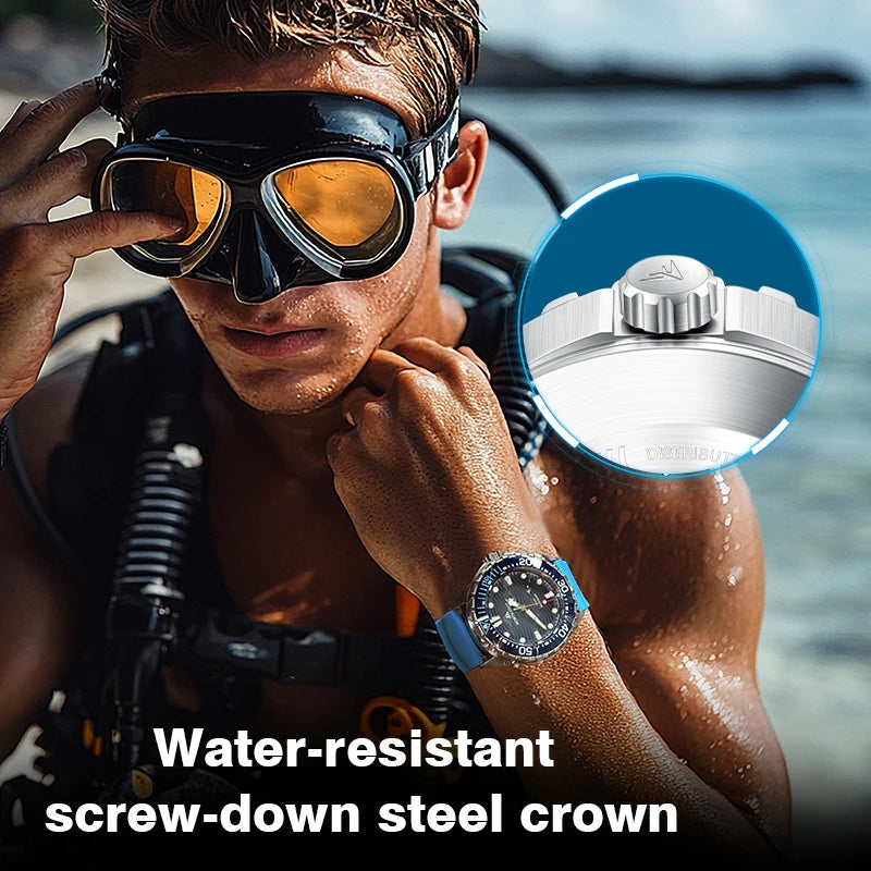NORTH EDGE TRITON Solar Dive Watch, Stainless Steel, 300 m Water Resistant