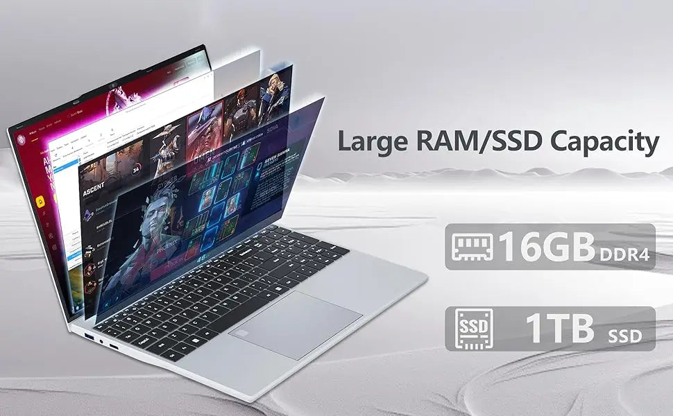 15.6" Laptop, Intel Core i3-6100U, 16GB RAM, 1TB SSD, Windows 11 Pro