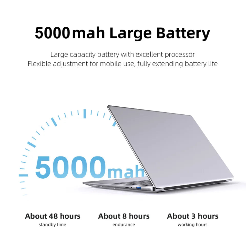 لابتوب Xiaman مقاس 14.1 بوصة، معالج Intel Atom A3950، شاشة عالية الدقة، نظام Windows 11 Pro