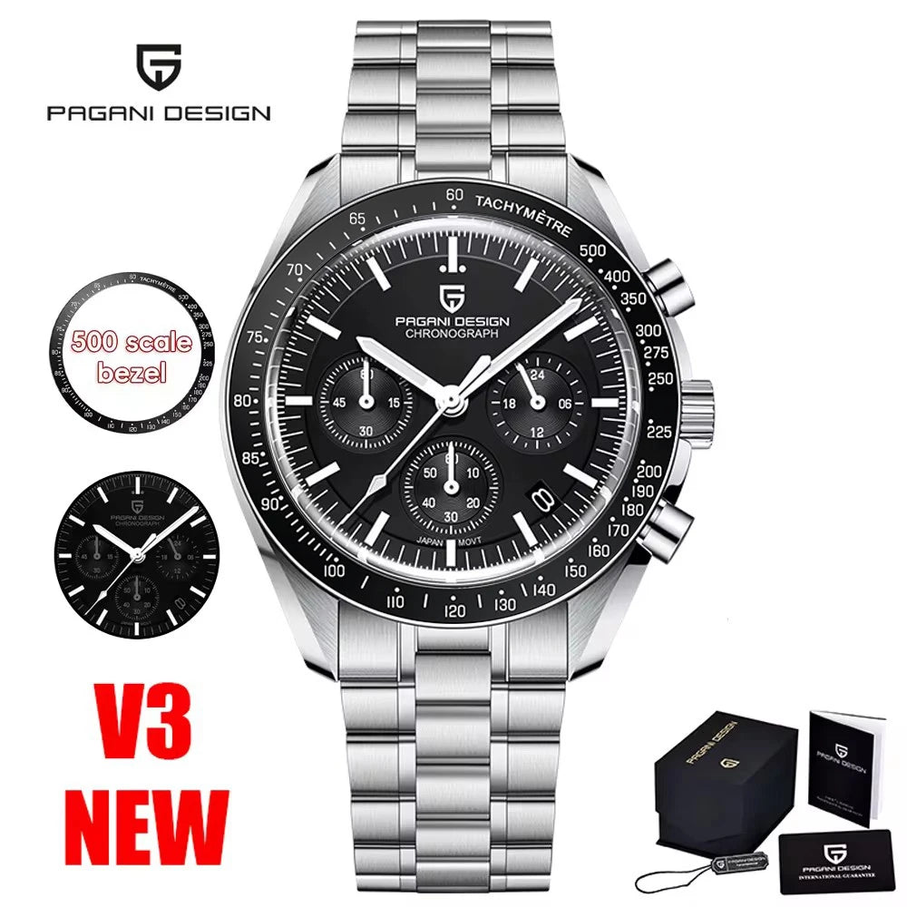 PAGANI DESIGN Moon Men's Chronograph Quartz Watch, Sapphire Glass