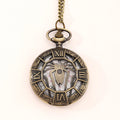 Vintage Carved Roman Numeral Flip Pocket Watch with Chain