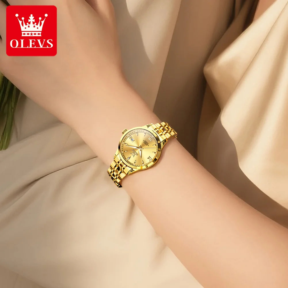 OLEVS 9956 Women's Automatic Mechanical Watch, Dual Calendar
