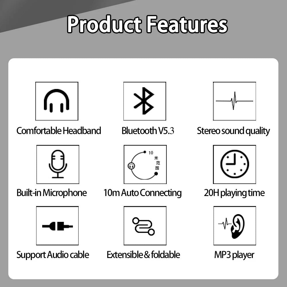 Gold Wireless Bluetooth Headphones with Built-in Microphone
