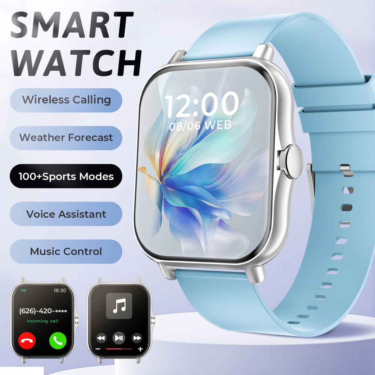 Smartwatch with Bluetooth Calling, Heart Rate and Sleep Tracking