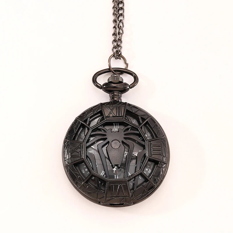 Vintage Carved Roman Numeral Flip Pocket Watch with Chain