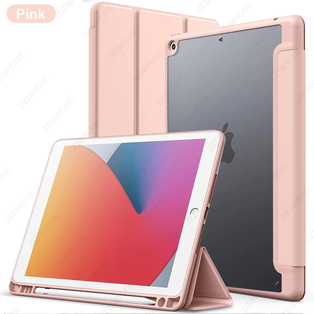Clear Slim Case for iPad 7th, 8th and 9th Gen 10.2" with Pencil Holder