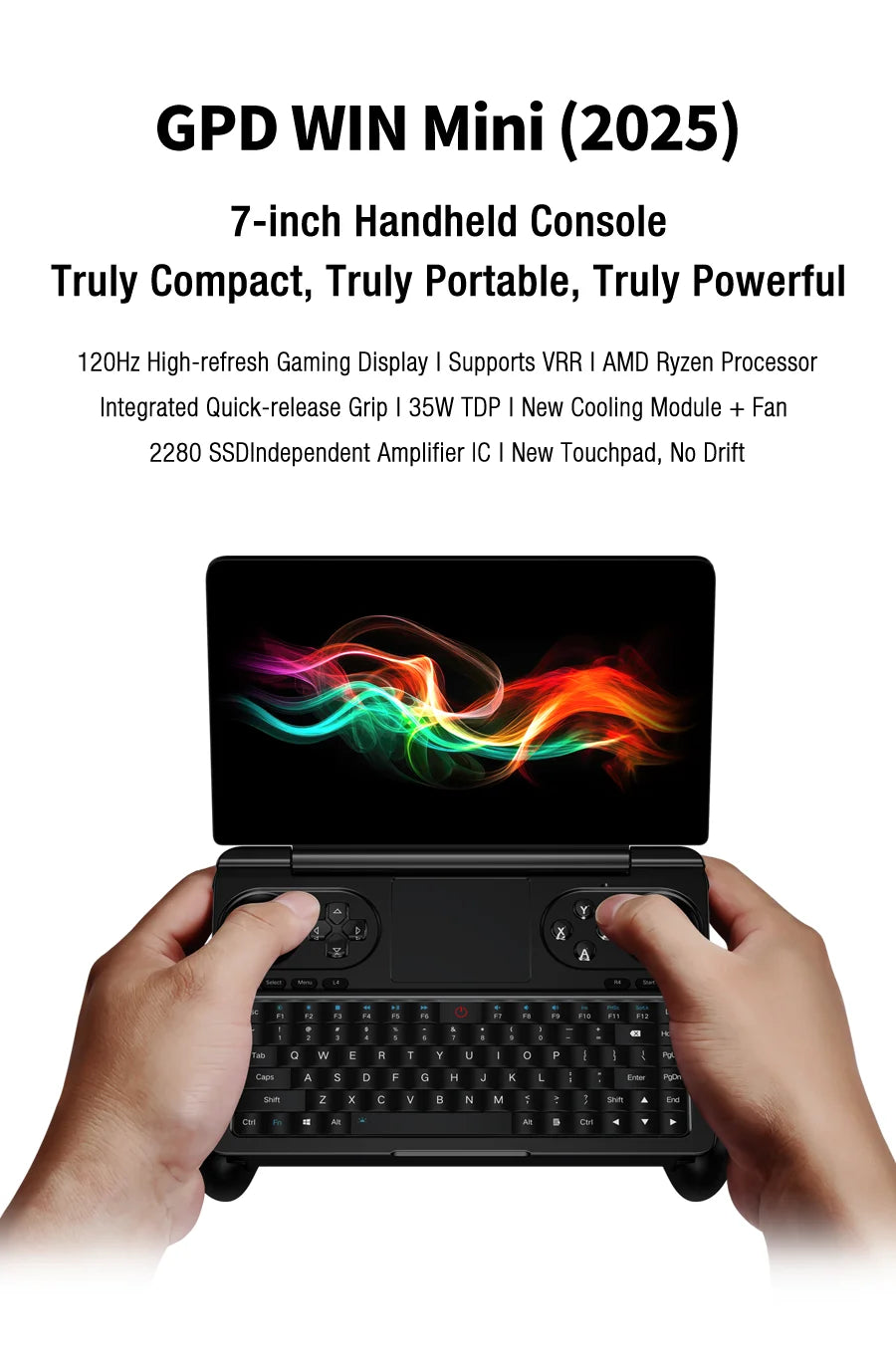 GPD WIN Mini 7" Handheld Console, AMD Ryzen AI 9 HX 370, 32GB RAM, 2TB