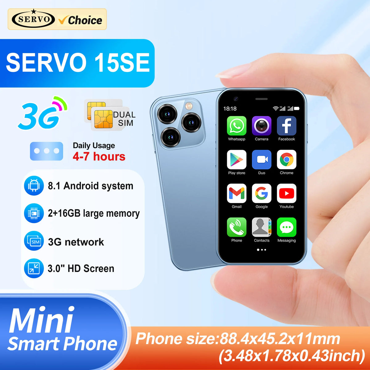 SERVO 15SE Mini smartphone, main view