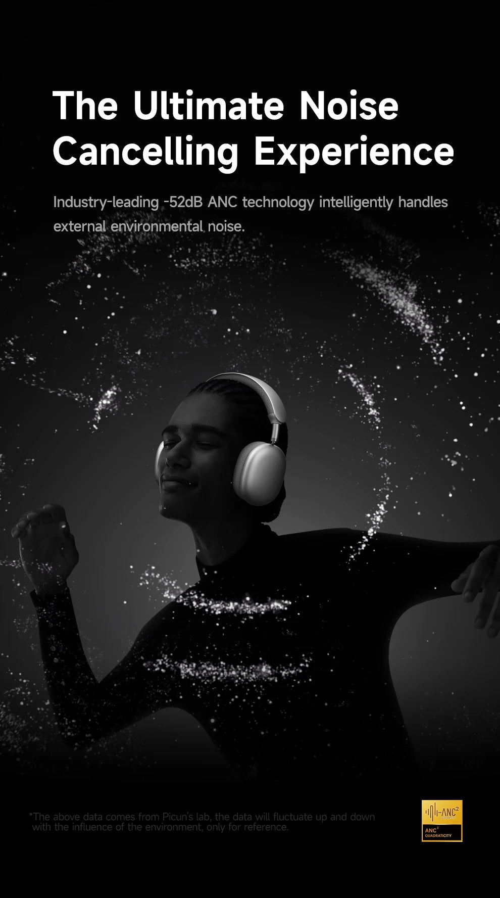 Picun F8 Pro ANC Wireless Headphones, 3D Spatial Audio, Bluetooth