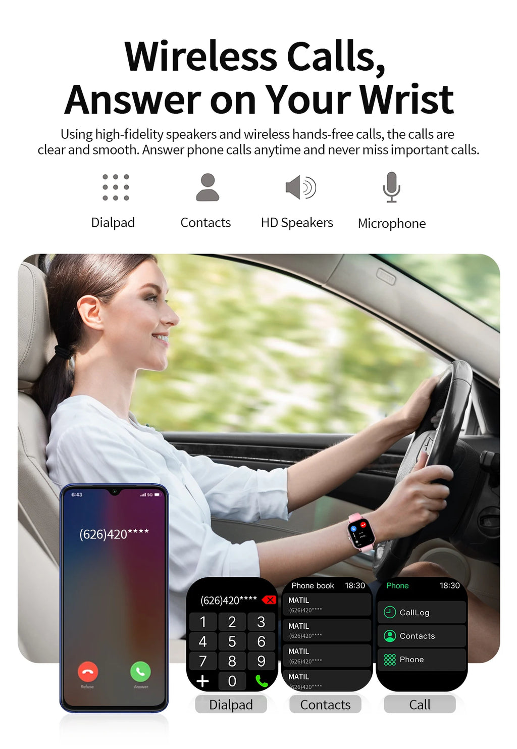 Smartwatch with Bluetooth Calling, Heart Rate and Sleep Tracking