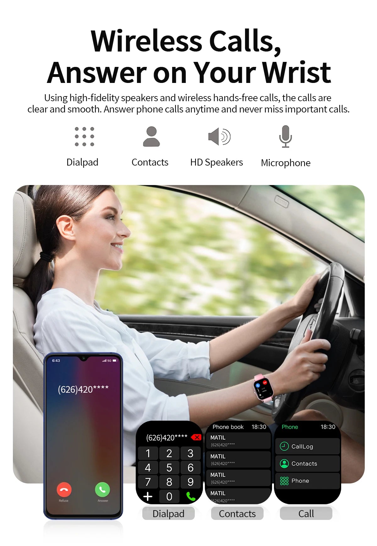 Smartwatch with Bluetooth Calling, Heart Rate and Sleep Tracking